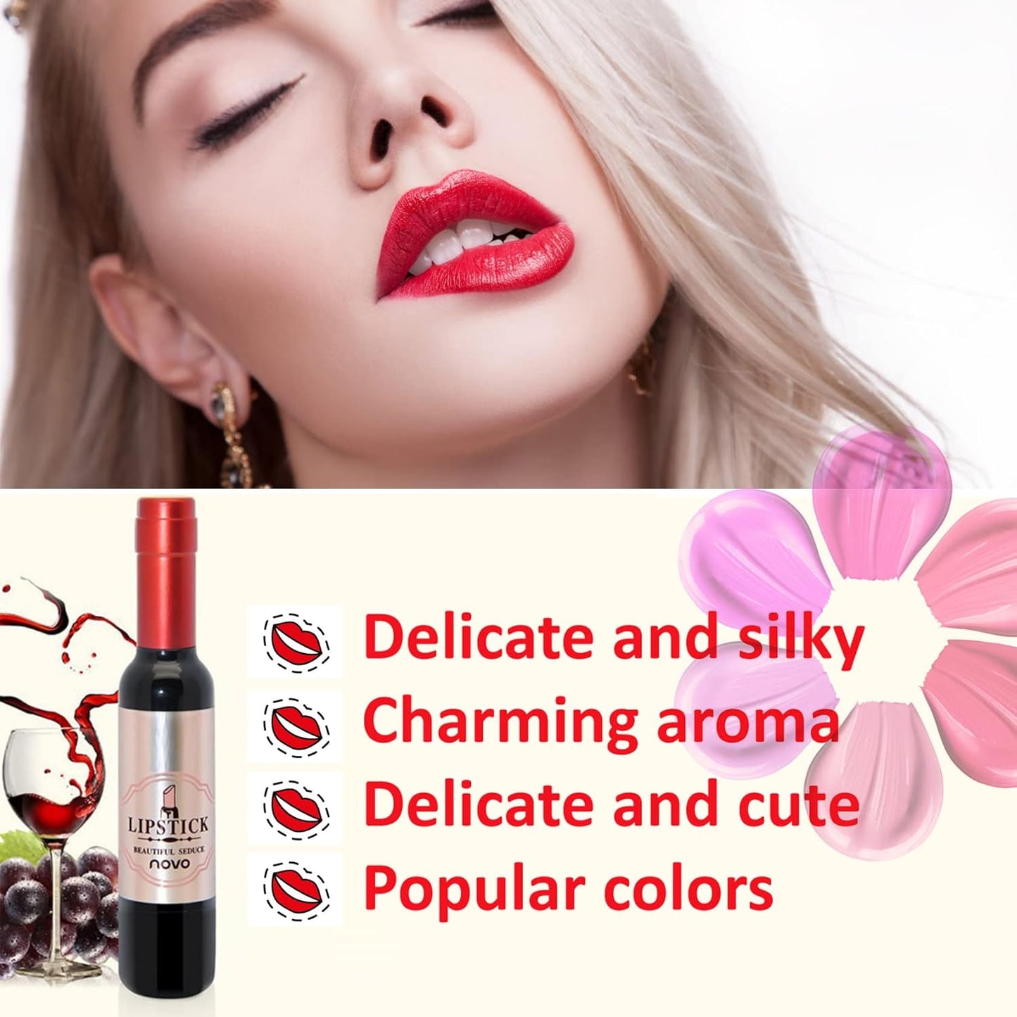 Wine Lip Tint,6 Colors Wine Lip Gloss Set,Liquid Lipstick,Matte Lipstain Long Lasting Waterproof Matte Lipgloss Set,Creates Natural Moisturizing Lipstick Easily