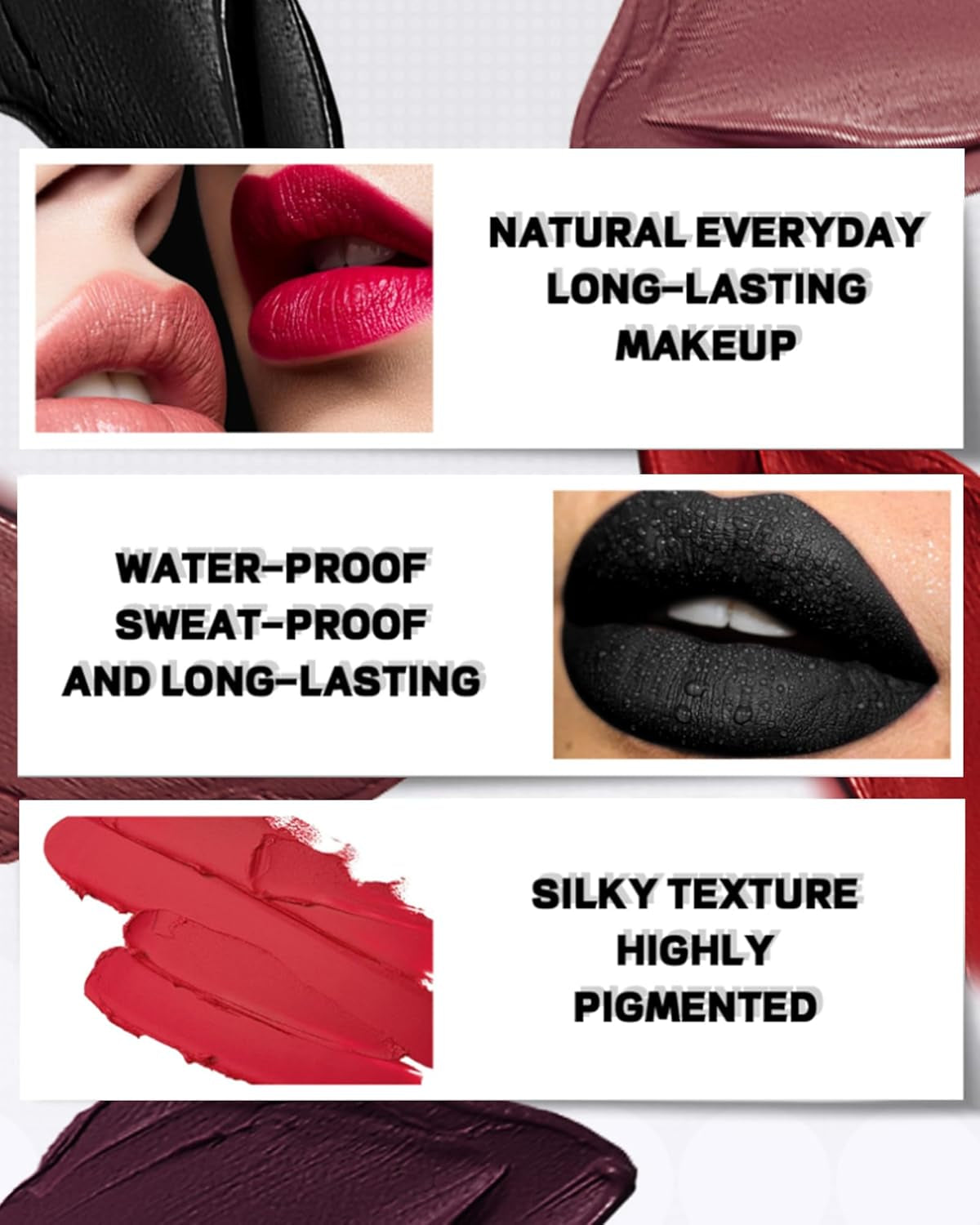 Dark Purple Lipstick Long Lasting for Women, Hydrating Matte Velvet Lip Gloss Liquid Lipstick Red Lip Color Non Stick Smudge-Proof & Waterproof Lipgloss Bold Glow Goth Lip Stick Makeup-04