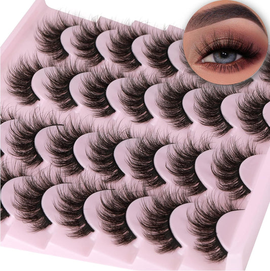 14 Pairs Wispy Mink Lashes Fluffy Eye Lashes Natural Look 5D Volume 16Mm Fake Eyelashes Pack by