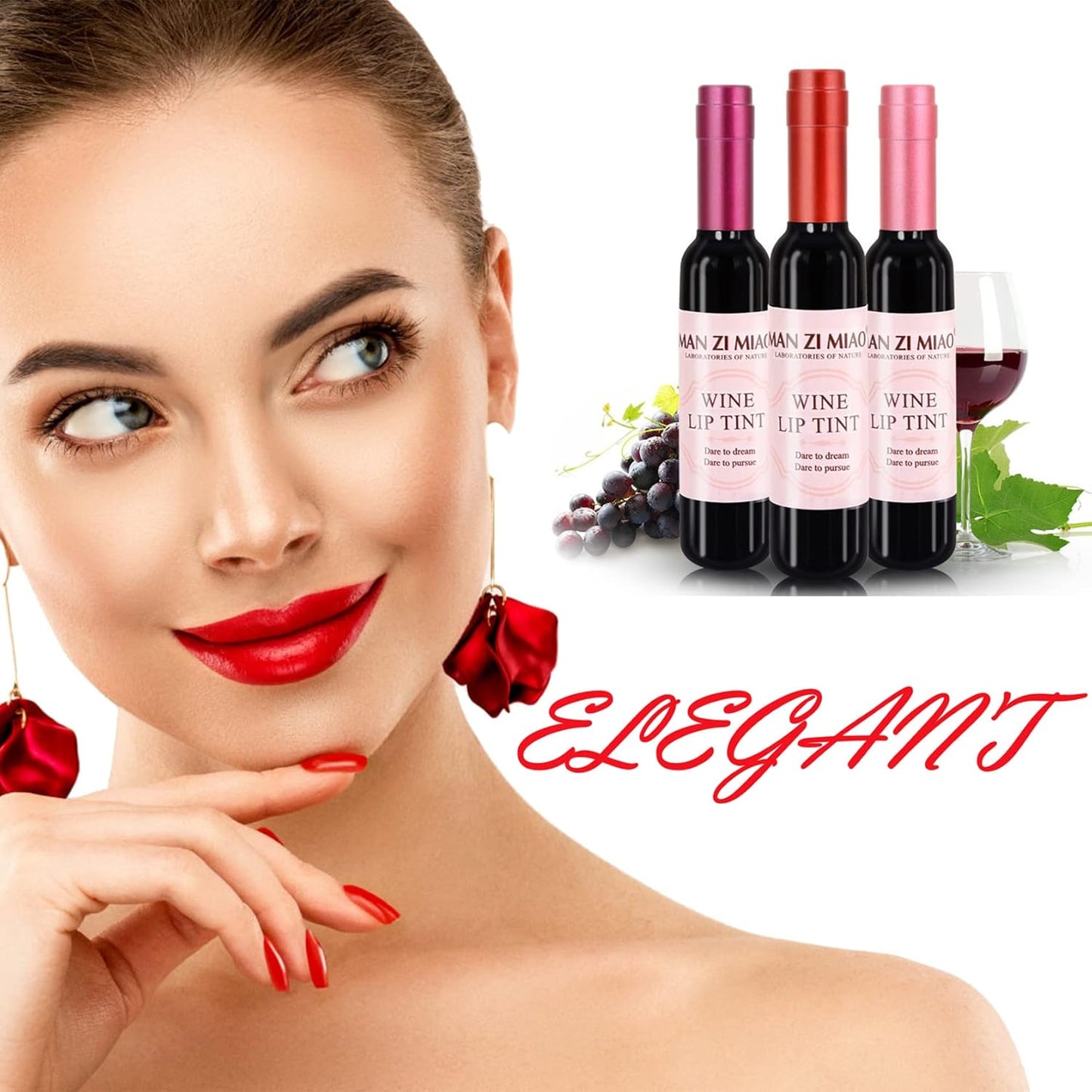 Wine Lip Tint,6 Colors Wine Lip Gloss Set,Liquid Lipstick,Matte Lipstain Long Lasting Waterproof Matte Lipgloss Set,Creates Natural Moisturizing Lipstick Easily