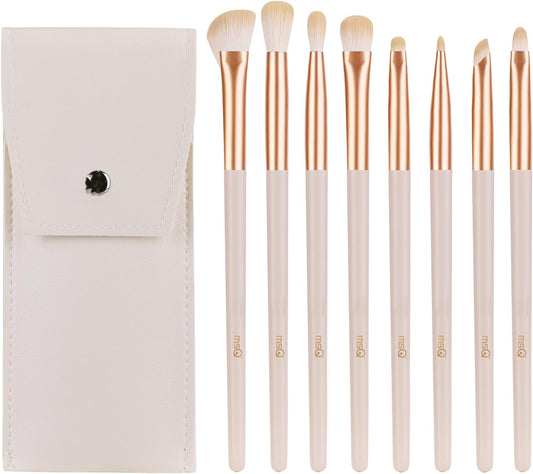 Eye Makeup Brushes 8Pcs Eyeshadow Makeup Brushes Set, Soft Synthetic Hairs for Eyeshadow, Eyeliner, Blending, Concealer, Nose Shadow (Rose Gold)