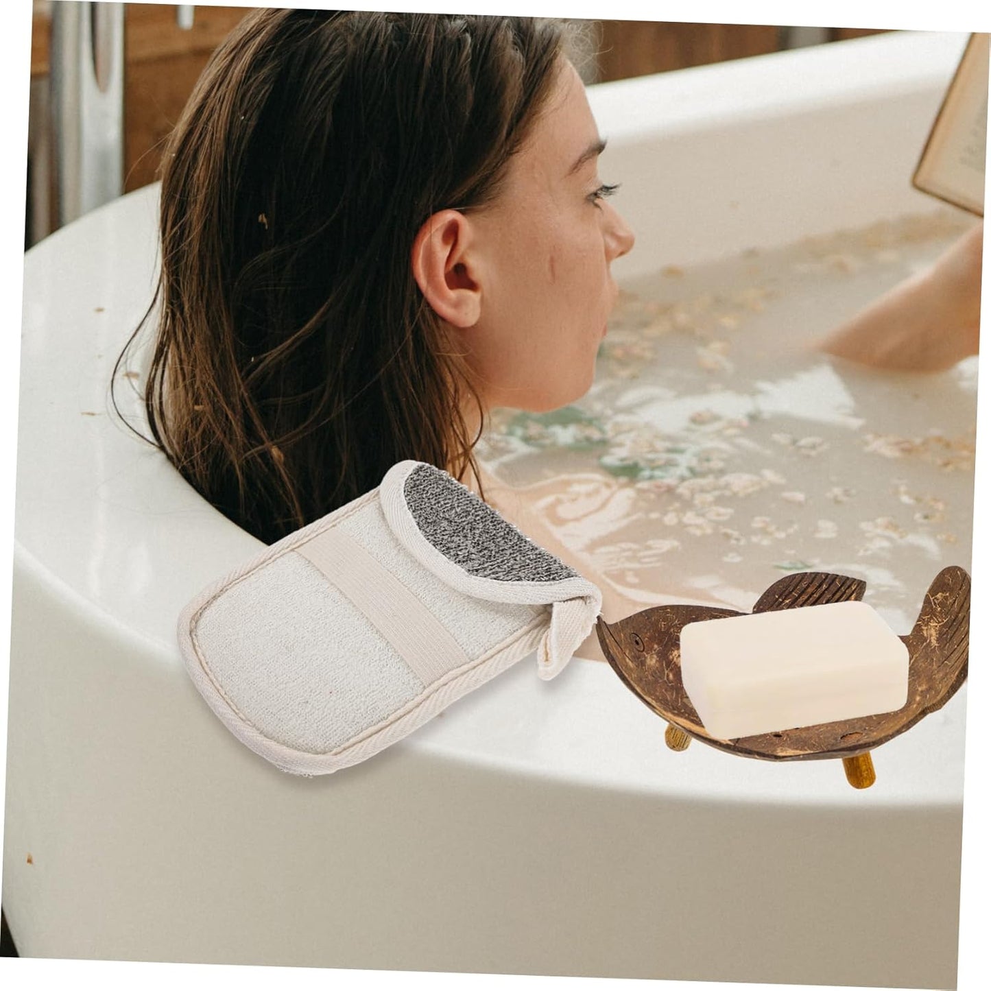 4Pcs Black Linen Soap Bag Set Exfoliating Foaming Soap Net Holder Suitable for Shower and Bath