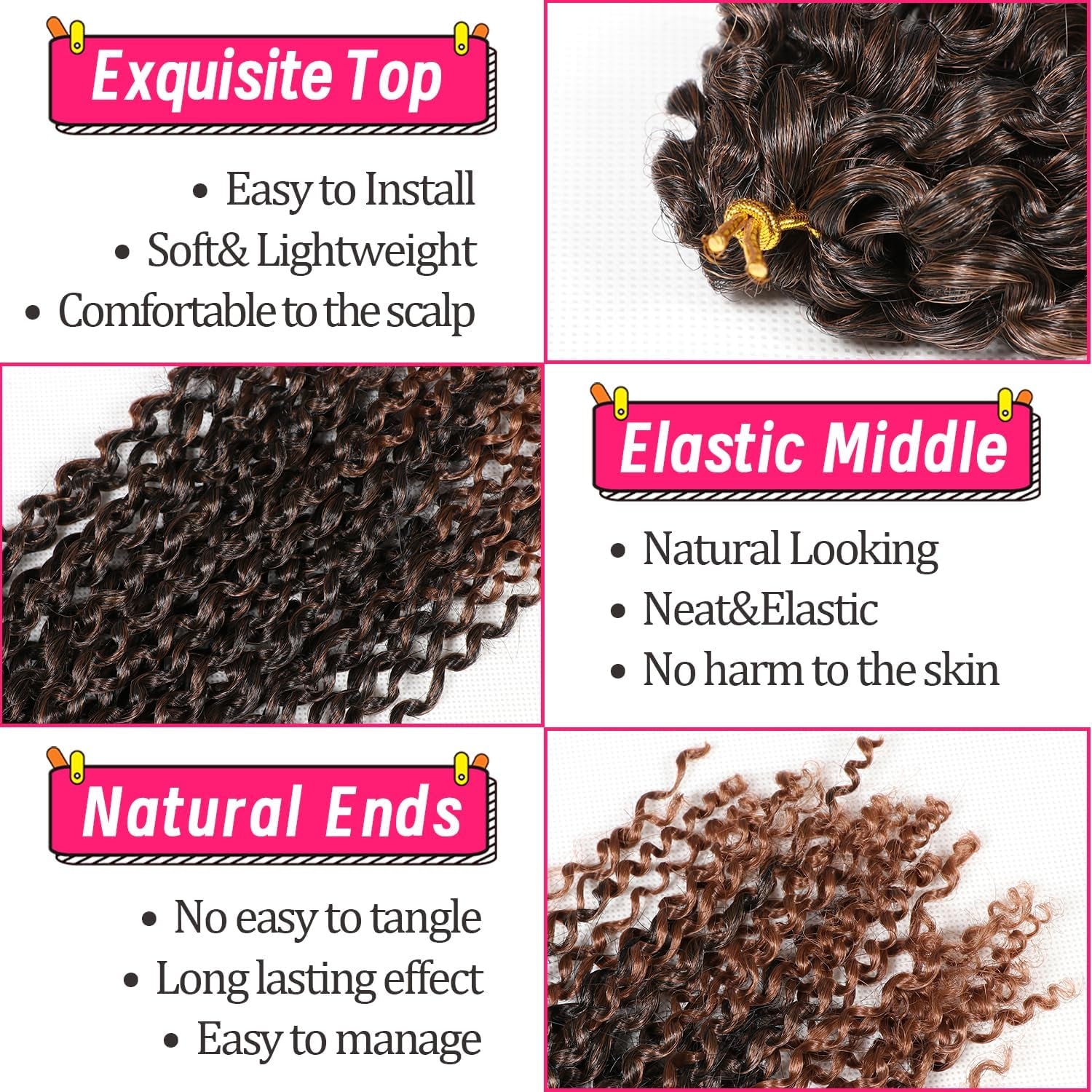 12 Inch Marlybob Crochet Hair 6 Small Packs/Lot Crochet Braids Jerry Curly Hair Extensions Ombre Synthetic Braiding Hair (1B/30#)