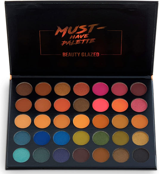 35 Colors Makeup Eyeshadow Palette Matte Shimmer Glitter Pigment Pressed Makeup Palette Waterproof Professional Long Lasting Charming Metallic Cosmetics Eye Shadow Palette