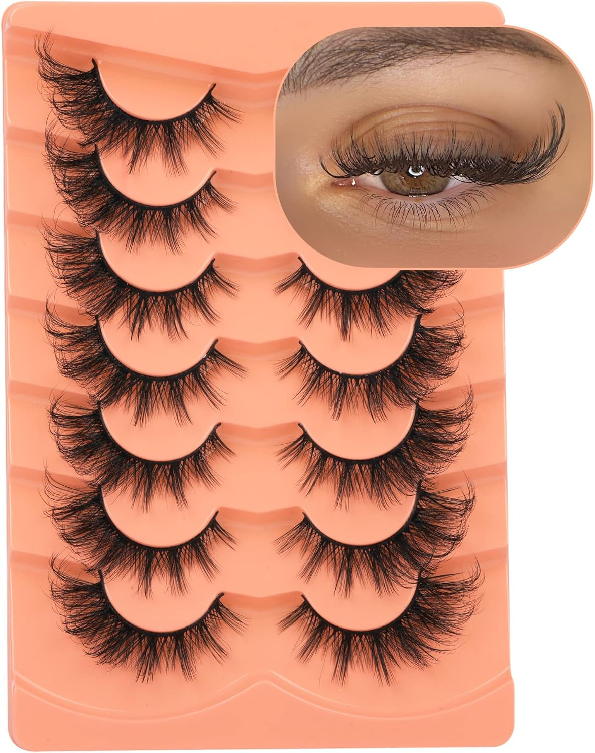 False Eyelashes Wispy Lashes Natural Look Fake Eyelashes Cat Eye Lashes Mink Fluffy Strip False Lashes Fox Eye Lashes Pack 7 Pairs ALICROWN