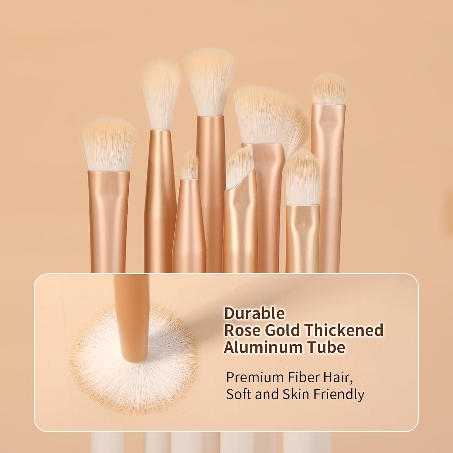 Eye Makeup Brushes 8Pcs Eyeshadow Makeup Brushes Set, Soft Synthetic Hairs for Eyeshadow, Eyeliner, Blending, Concealer, Nose Shadow (Rose Gold)