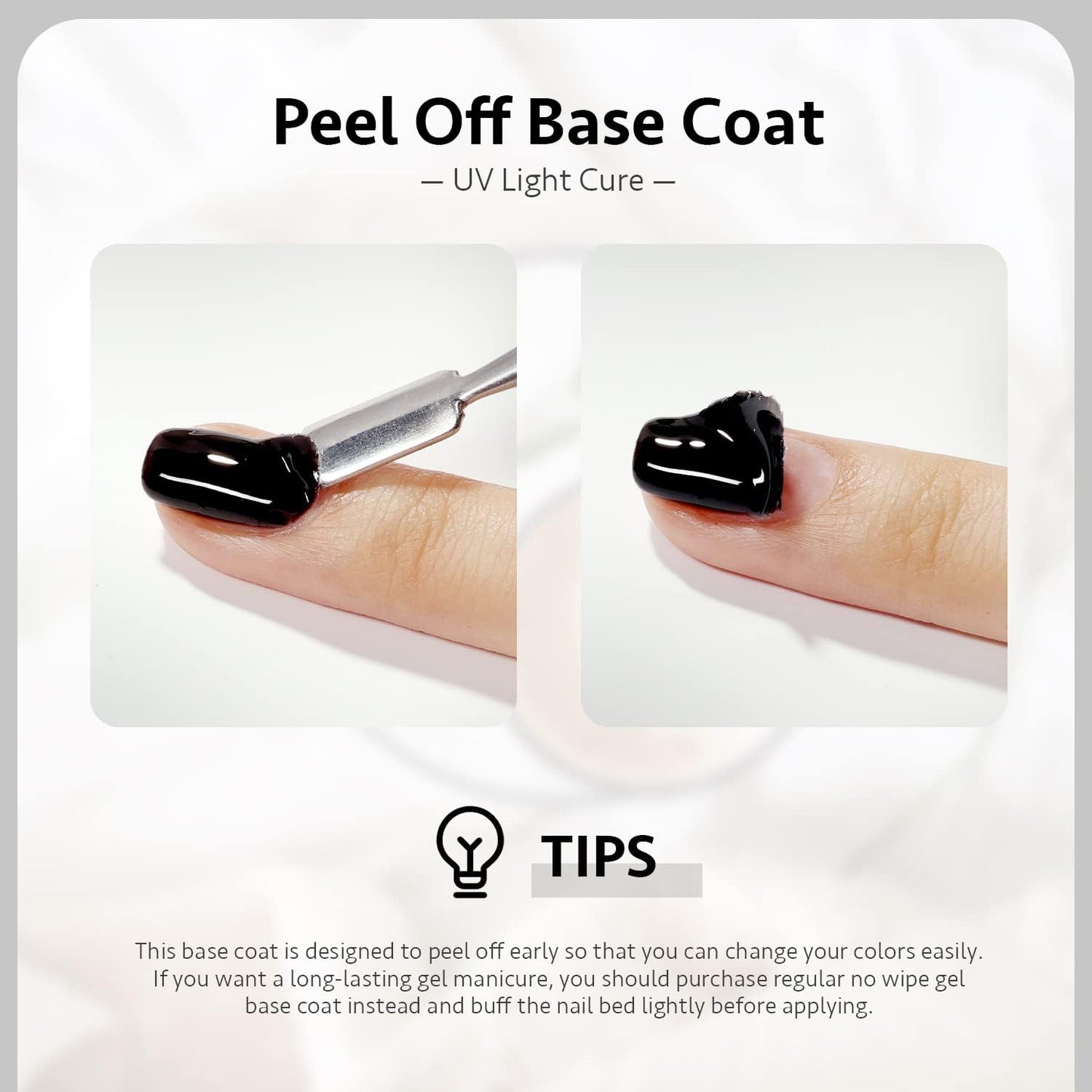 Peel off Gel Base Coat for Gel Nail Polish, 16Ml Peelable Clear Foundation for Use with UV LED Nail Lamp
