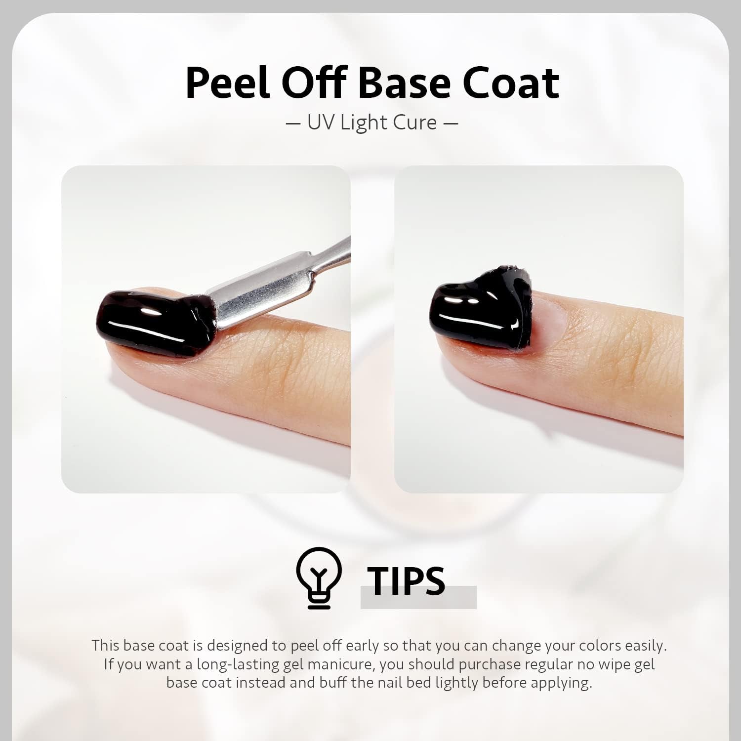 Peel off Gel Base Coat for Gel Nail Polish, 16Ml Peelable Clear Foundation for Use with UV LED Nail Lamp