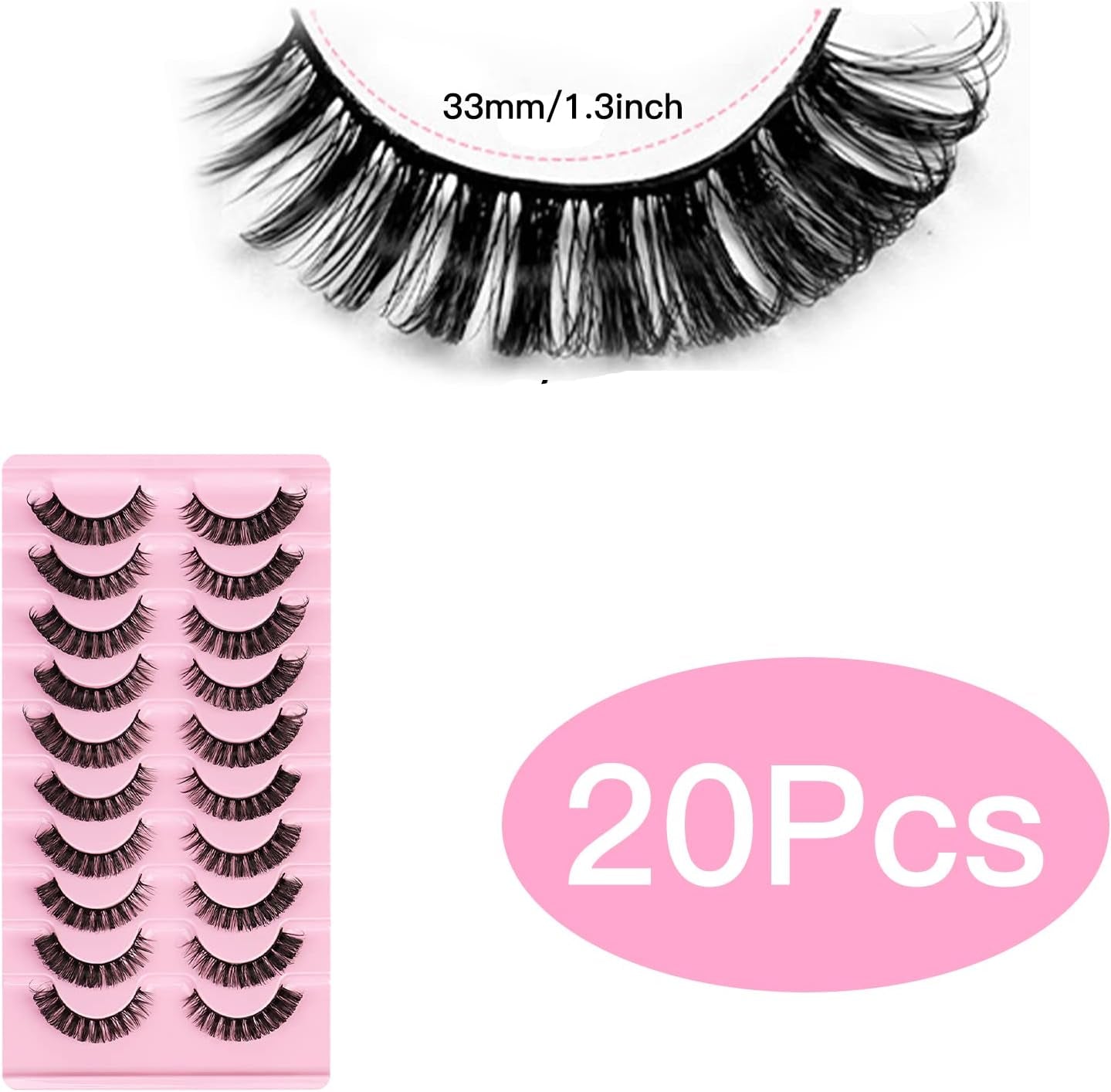 False Eyelashes,Russian Strip Lashes Fluffy Wispy 3D Effect False Lashes D Curl Eye Lashes Reusable Fake Lashes Thick Volume Faux Mink Lashes Natural Look, 10 Pairs