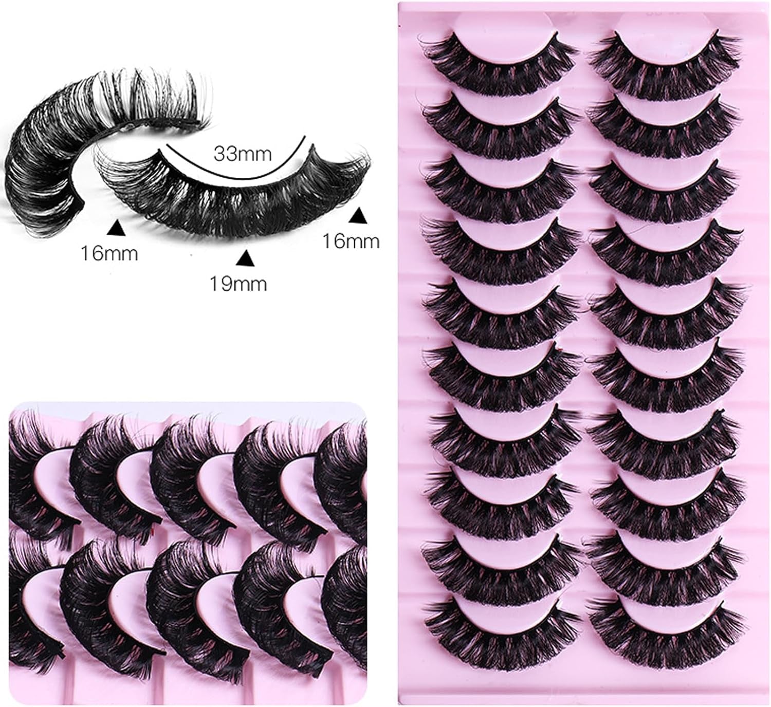 10 Pairs False Eyelashes Russian Strips Eye Lashes Fluffy False Lash Wispy Eyelash Extension Natural Look D Curly Volume Fake Eyelashes Reusable Eye Lash for Women Girls