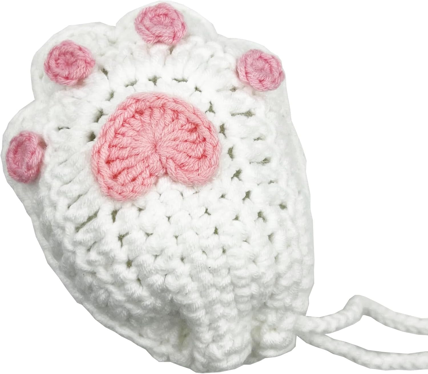 Handmade Crocheted Cat Claw Paw Soap Bags, Natural Cotton Soap Savers for Bar Soap, Foaming and Drying the Soap (Brown) (White and Pink Paw)