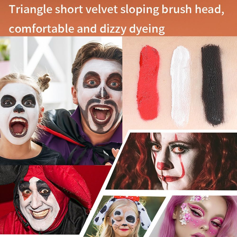 Halloween Matte Lip Gloss Set, Halloween Goth Makeup, Black Red White Lip Gloss Set for Women, No Fading, No Sticking, Waterproof