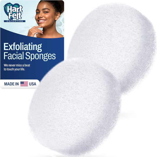 Facial Scrub round Exfoliating Skin Care Sponge Pad, Made in USA, Home Facial, Use with Favorite Cream, 2 Count