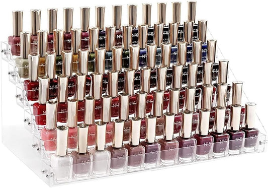 Nail Polish Organizer 6 Tier Acrylic Nail Polish Ink Rack Essential Oil Stand Holder Display Stand Holds, Clear Makeup Organizer, Easy Assemble (6 Tiers)