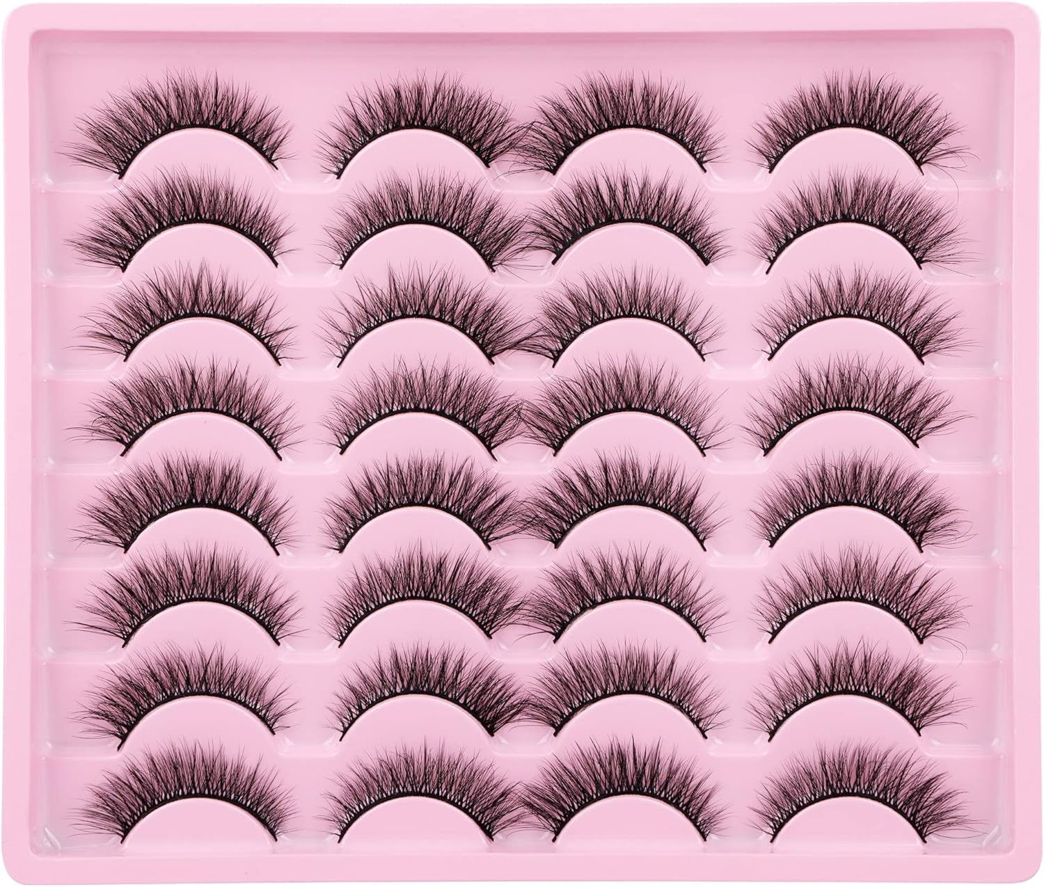 Lashes Natural Look Wispy Fasle Eyelashes 12Mm Short Faux Mink Eyelashes Cat Eye Fluffy Strip Lashes Pack by  16 Pairs
