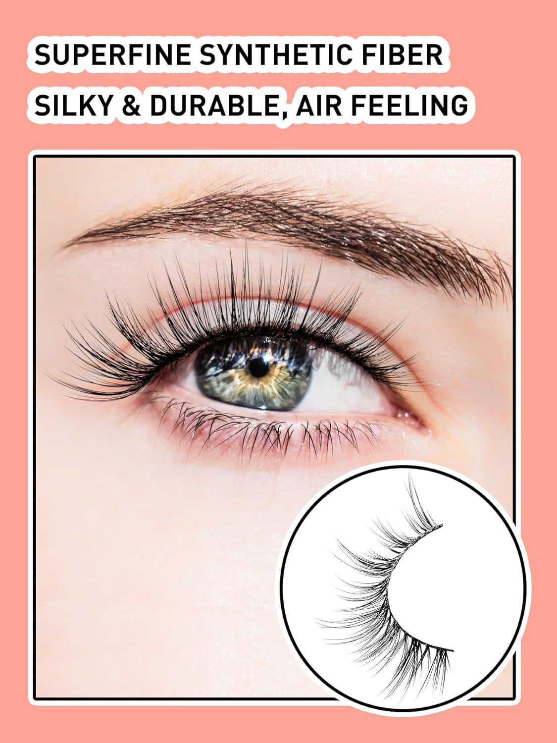 Wispy Lashes False Eyelashes Natural Cat Eye Lashes 12Mm Strip Lashes Withthin Band Siliglli Cat Eyelashes 3D Volume False Lashes C Curl Eyelashes Pack 7 Pair