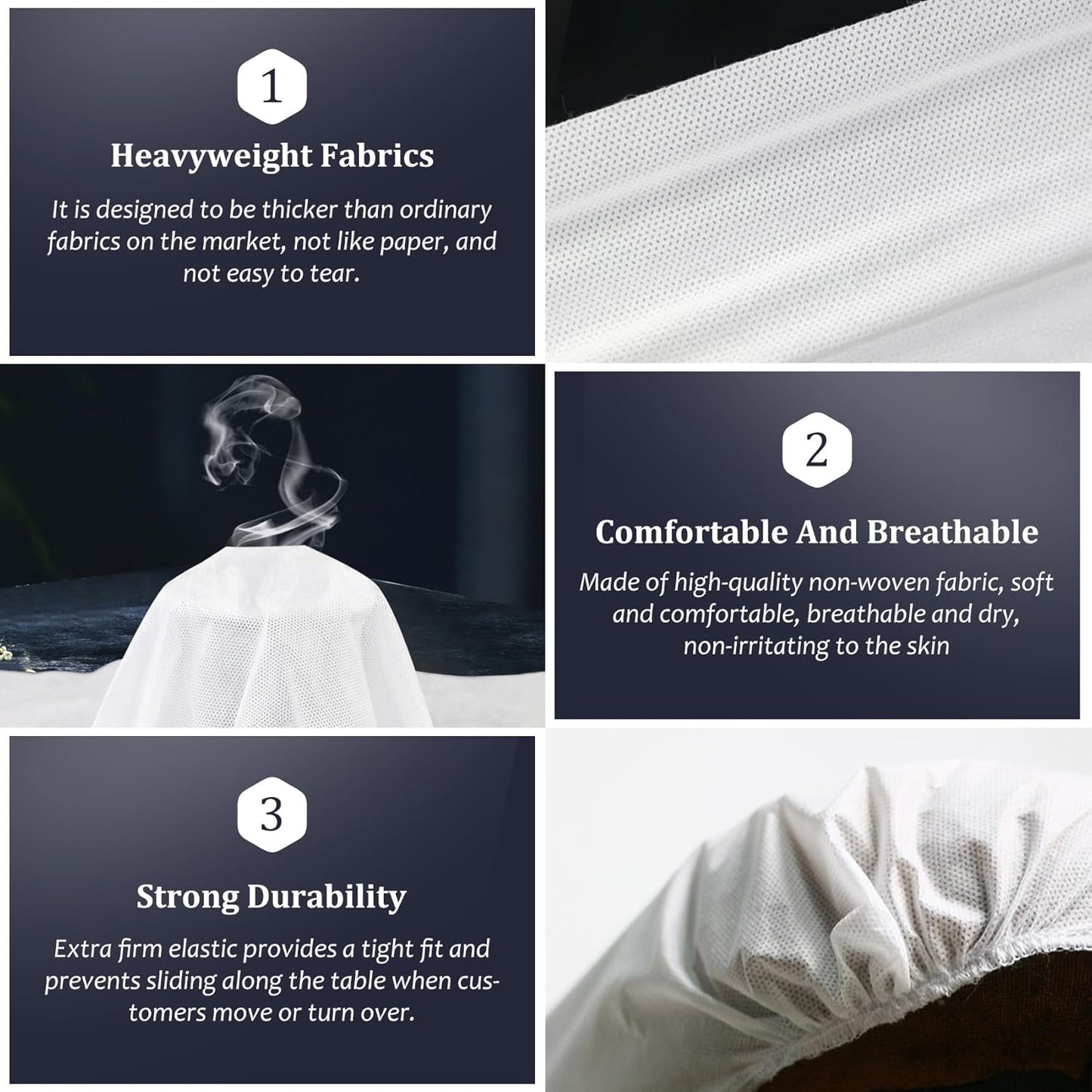 30PCS Disposable Fitted Massage Table Sheets, Heavy Duty Elastic Disposable Bed Cover, Breathable Disposable Fitted Sheets for Spa White Non Woven Fabric 36 X 85 Inch