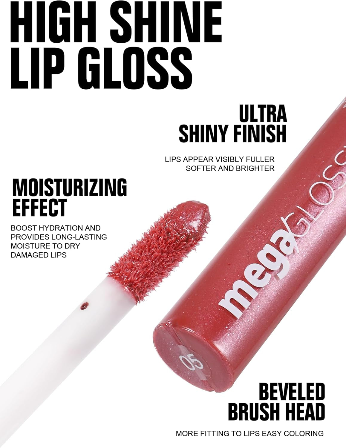 Mega Glossy Shimmer Lip Gloss for Women, 8 Shades Ultra High Shine Glosses Glitter Liquid Lip Glaze, Moisturizing, Non-Sticky Glossy Finish, Long-Lasting Shine & Fuller-Looking Lip Makeup (#01, S)