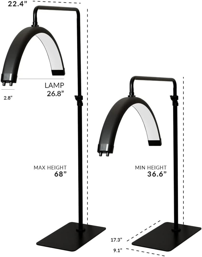 Supreme LED Half Moon Lash Light for Facial, Lash Extension, Aesthetician and Tattoo Artists, Dimmable, Adjustable Color Temperature, Adjustable Height, 1600 Lumens, 40W, 2700K-5600K (Black)