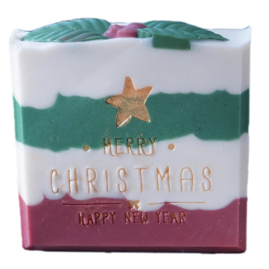 ARTISTIC SOAP Christmas Limited Edition Cold Process Soap for Bodywash and Handwash with Gift Wrapping (Merry Christmas and Happy New Year)