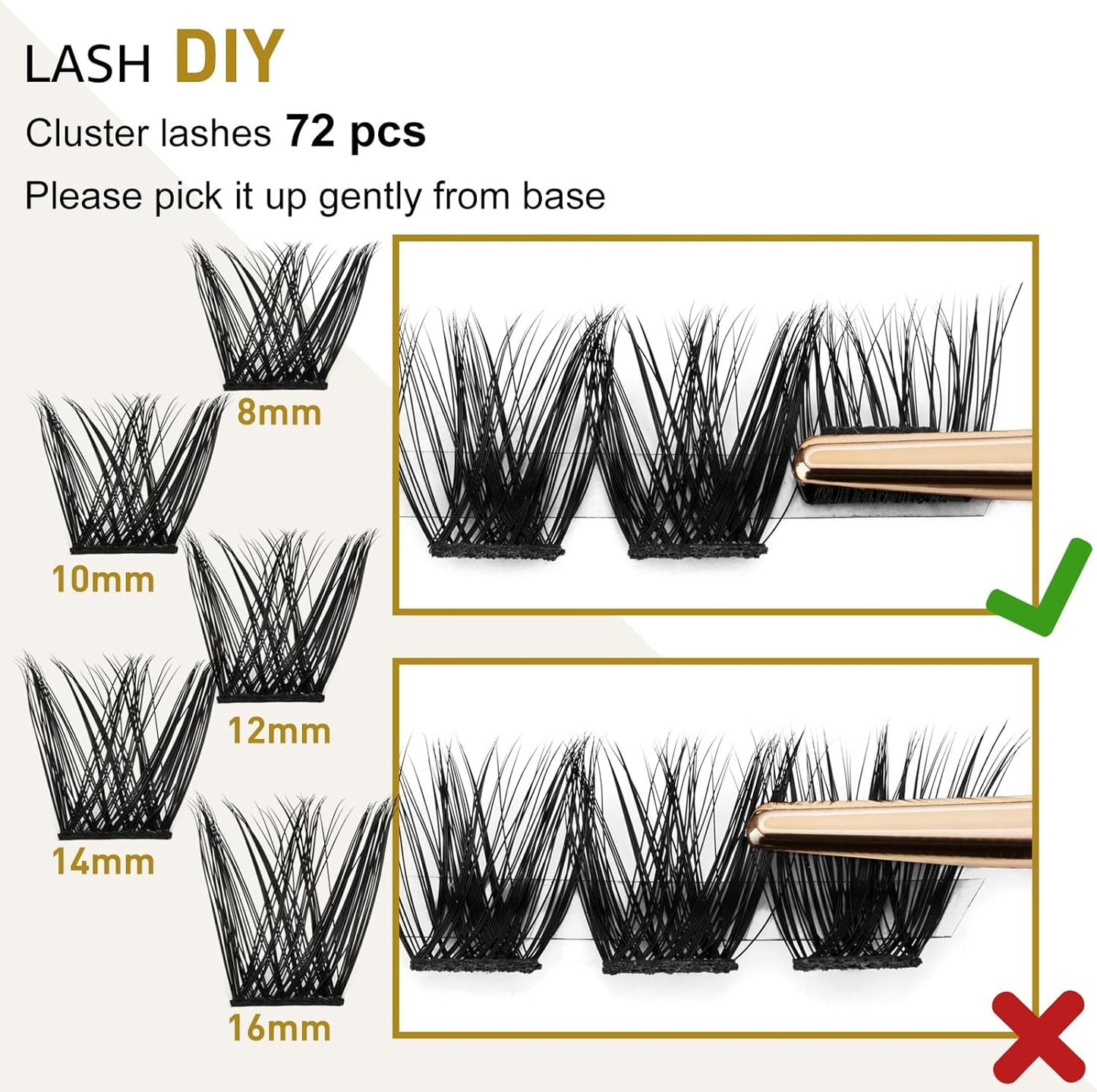 Lash Clusters B05 D Curl 16Mm 72 Clusters Lashes B&Q LASH Eyelash Clusters C D Curl Individual Lashes Volume DIY Lash Extensions at Home (B05,D-16Mm)