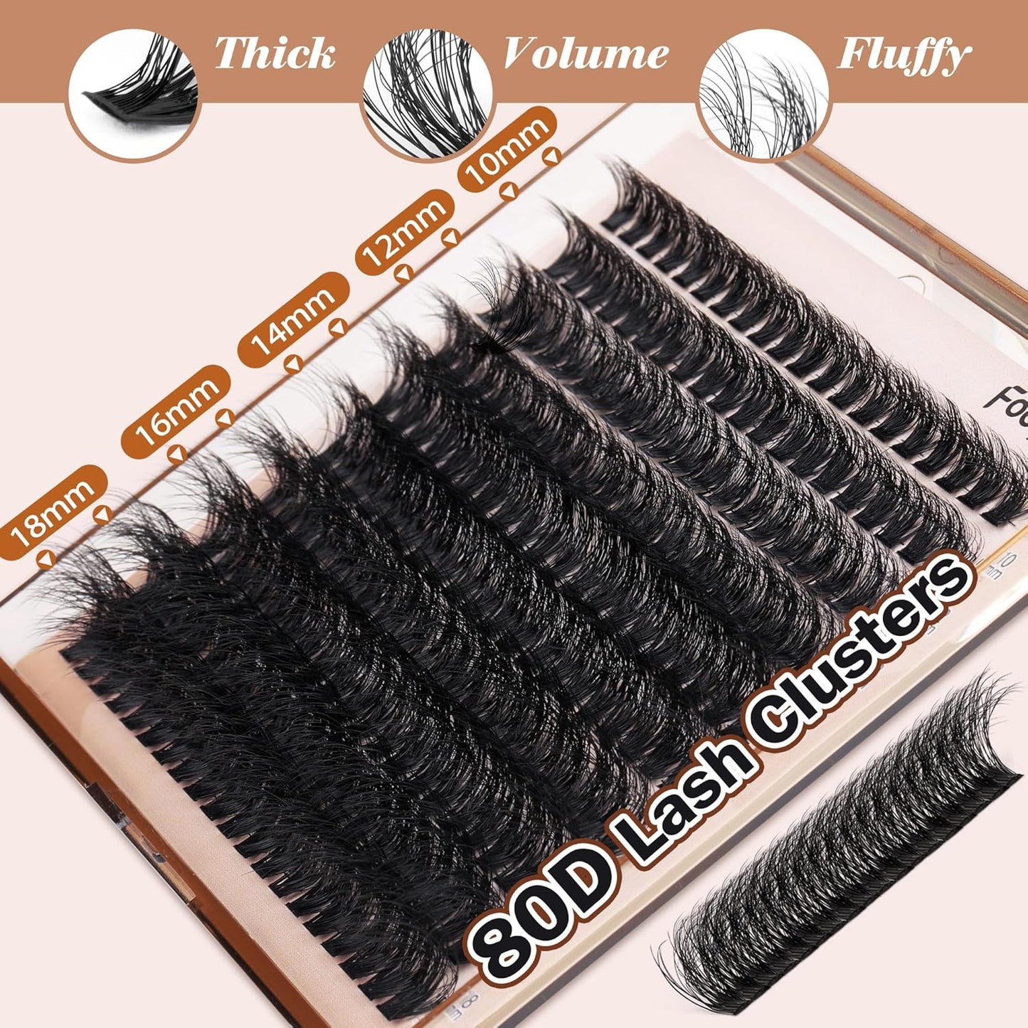 Lash Extension Kit Fluffy Eyelash Clusters Kit 10-18Mm Eyelash Extension Kit 80D Individual Lashes DIY Lash Extension Kit 200Pcs Lash Clusters with Bond Lash Remover Lash Applicator by