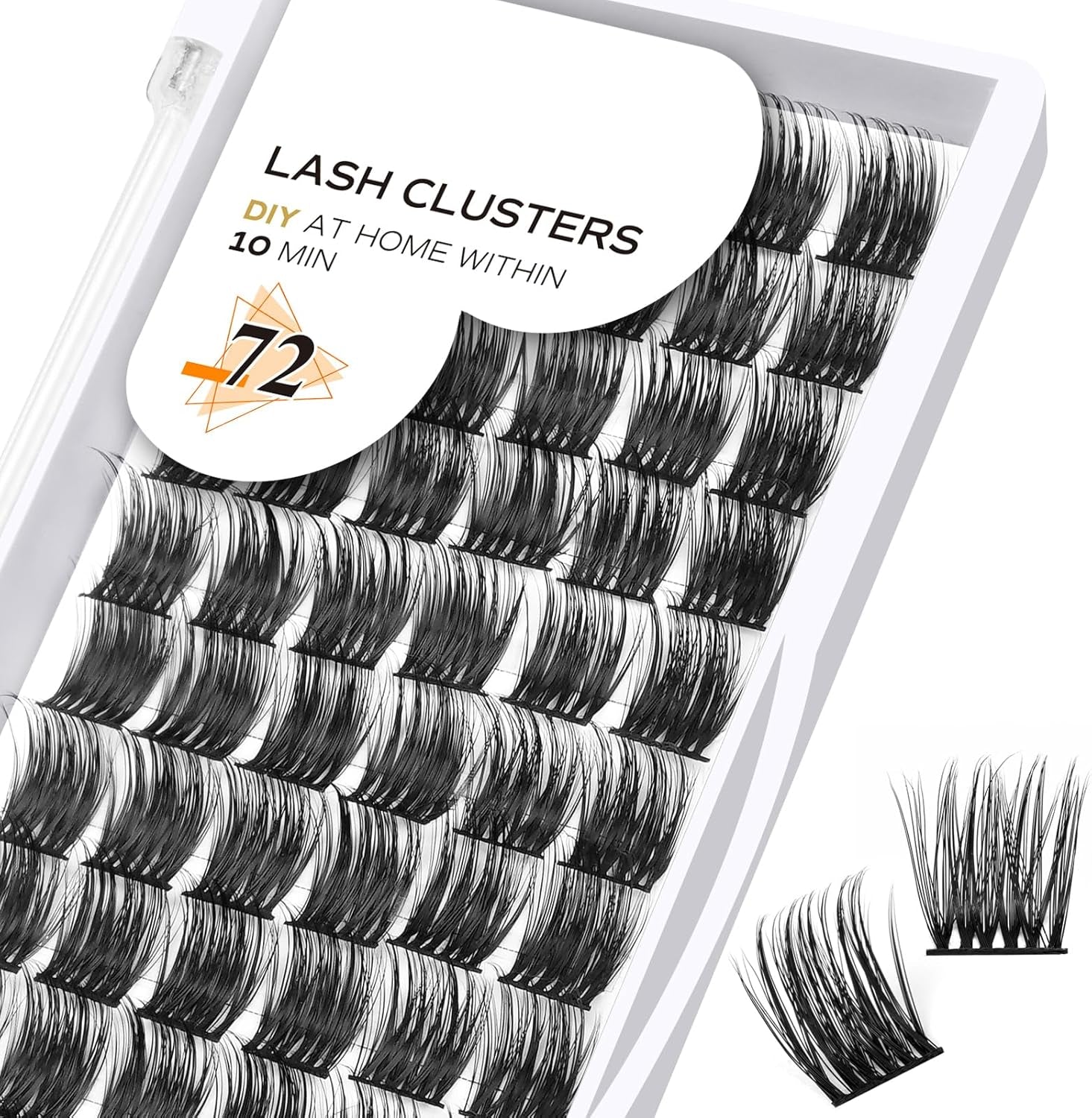 Lash Clusters B42 Mixed Tray 72 Clusters Lashes B&Q LASH Eyelash Clusters C D Curl Individual Lashes Volume DIY Lash Extensions at Home (B42,D-8-16Mix)