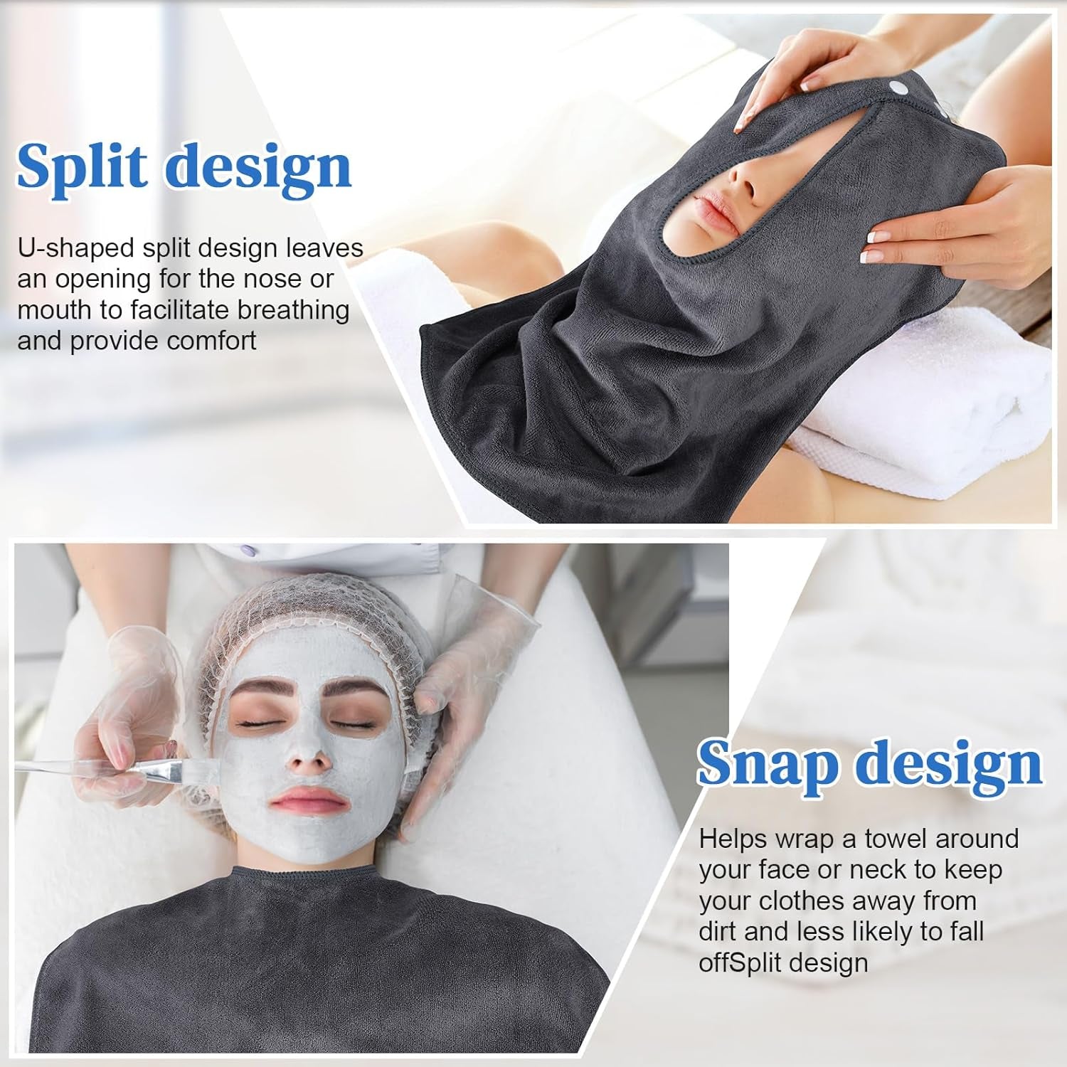 12 Pieces Facial Towels Split Design Soft Esthetician Towels Removing Spa Microfiber Face Cloth for Home Salon Facial Steam Massage and Cleansing(Dark Gray)