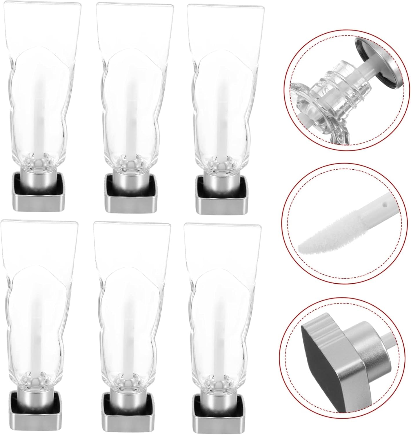 6Pcs Empty Lip Gloss Tube Plastic Refillable Lip Balm Container for Diy Gloss