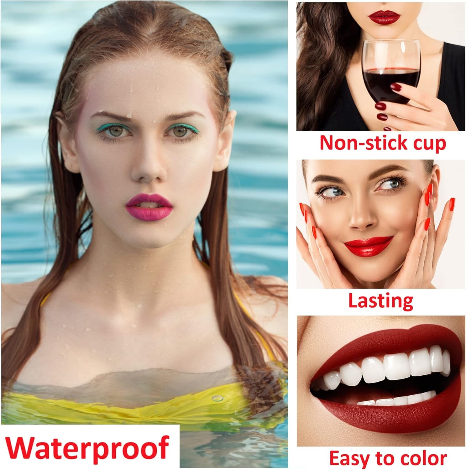 Wine Lip Tint,6 Colors Wine Lip Gloss Set,Liquid Lipstick,Matte Lipstain Long Lasting Waterproof Matte Lipgloss Set,Creates Natural Moisturizing Lipstick Easily