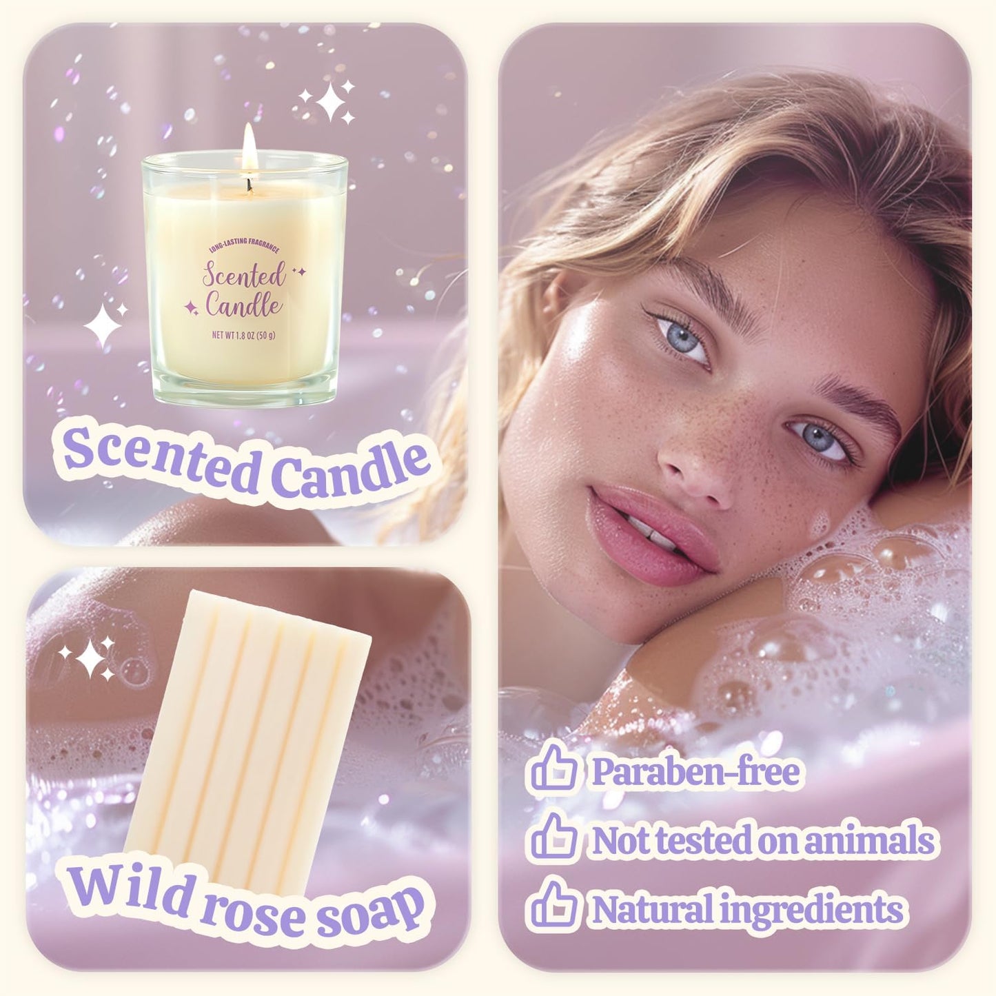 Birthday Gifts for Women Bff Love 8Pc Self Care Gifts for Women, Gift Baskets for Women Lavender Spa Gift Set for Women with Vacuum Insulated Tumbler Christmas Gift Sets for Women