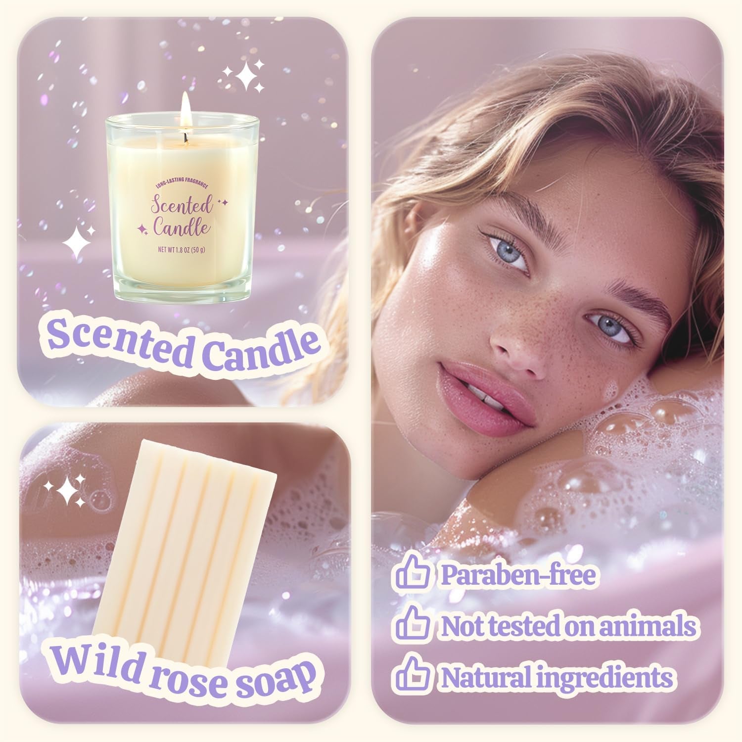 Birthday Gifts for Women Bff Love 8Pc Self Care Gifts for Women, Gift Baskets for Women Lavender Spa Gift Set for Women with Vacuum Insulated Tumbler Christmas Gift Sets for Women