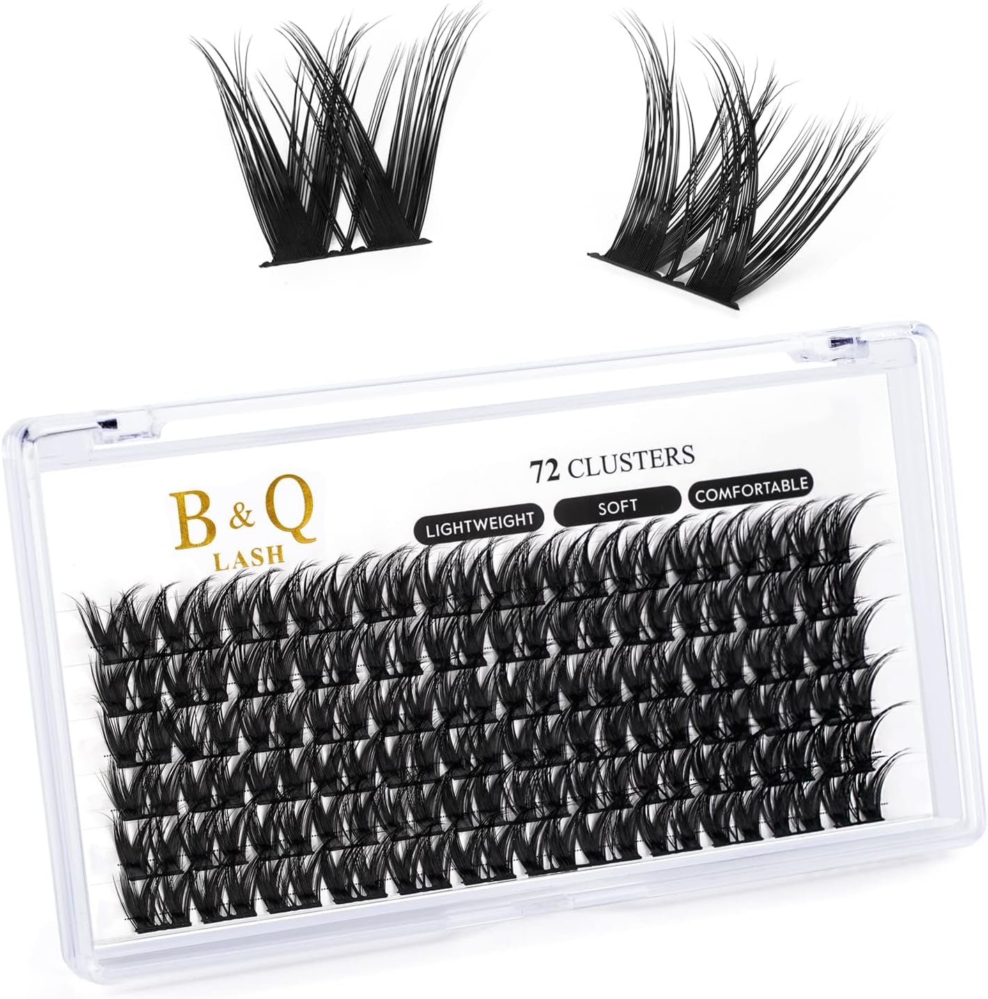 Lash Clusters D Curl 10Mm 72 Clusters Lashes B&Q LASH Eyelash Clusters C D Curl Individual Lashes Volume DIY Lash Extensions at Home (B17,D-10Mm)