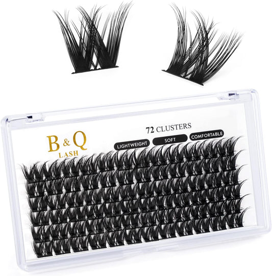 Lash Clusters D Curl 10Mm 72 Clusters Lashes B&Q LASH Eyelash Clusters C D Curl Individual Lashes Volume DIY Lash Extensions at Home (B17,D-10Mm)