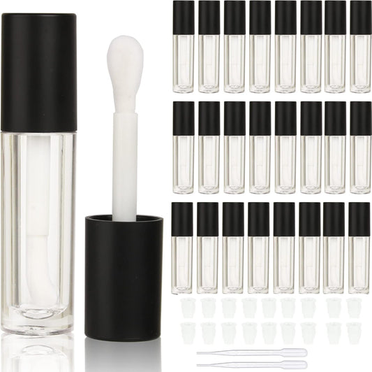 24 Pcs 5Ml Empty Big Brush Lip Gloss Tube with Stopper, Big Doe Foot Lipgloss Tubes