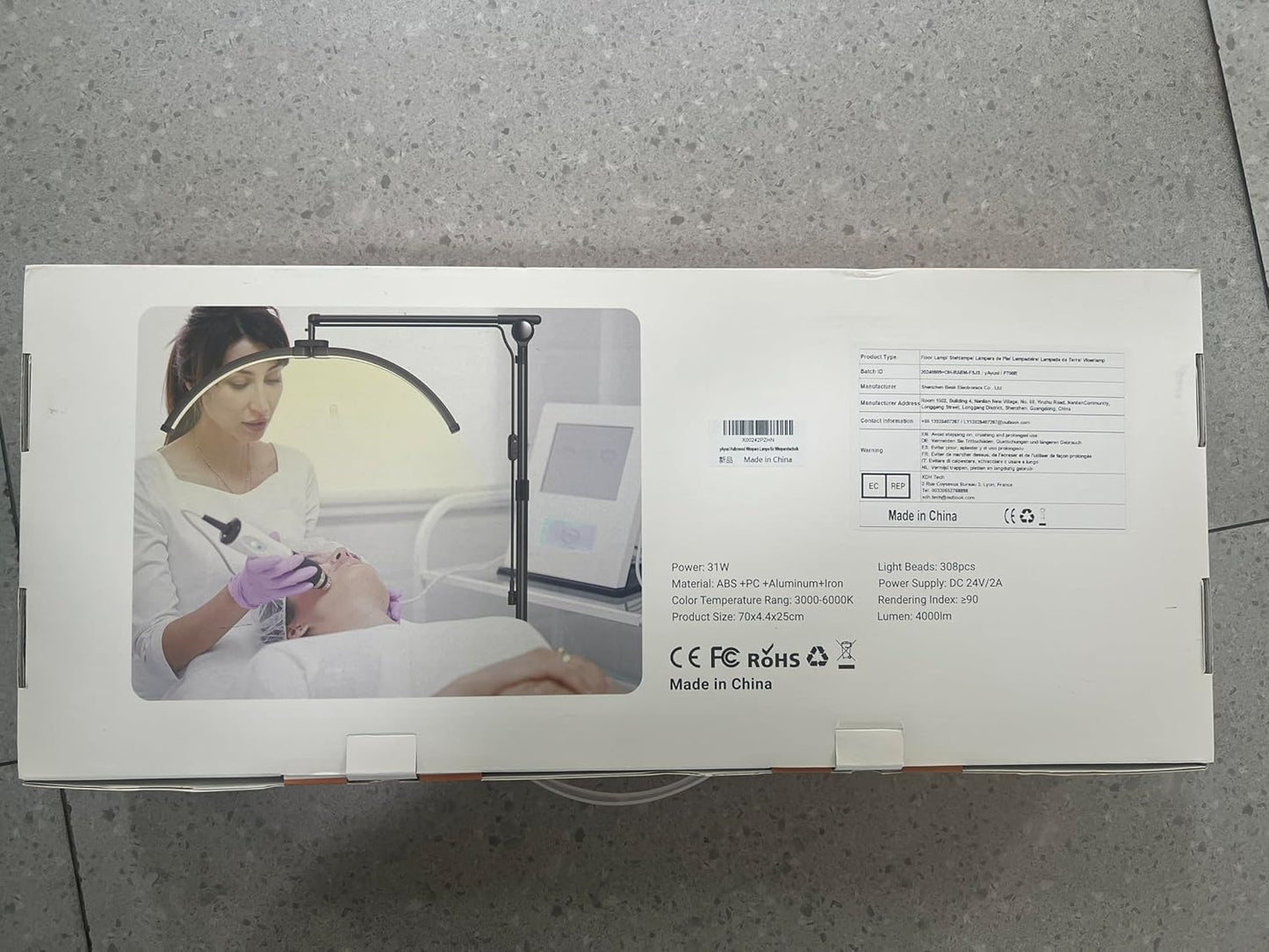 Lash Light for Eyelash Tech, Foldable Floor Lash Lamp for Eyelash Extensions, LED Half Moon Light Lashes Tech with Phone Holder, Dimmable Esthetician Lights for Skincare/Tattoo/Beauty (White)