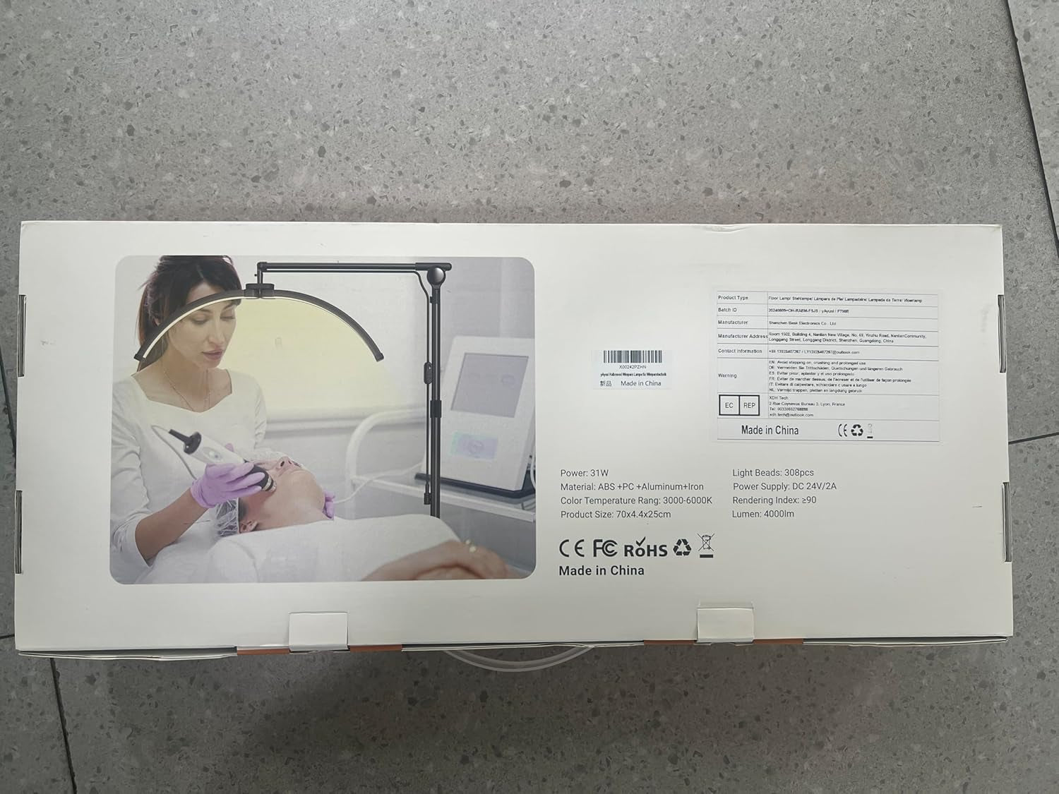 Lash Light for Eyelash Tech, Foldable Floor Lash Lamp for Eyelash Extensions, LED Half Moon Light Lashes Tech with Phone Holder, Dimmable Esthetician Lights for Skincare/Tattoo/Beauty (White)