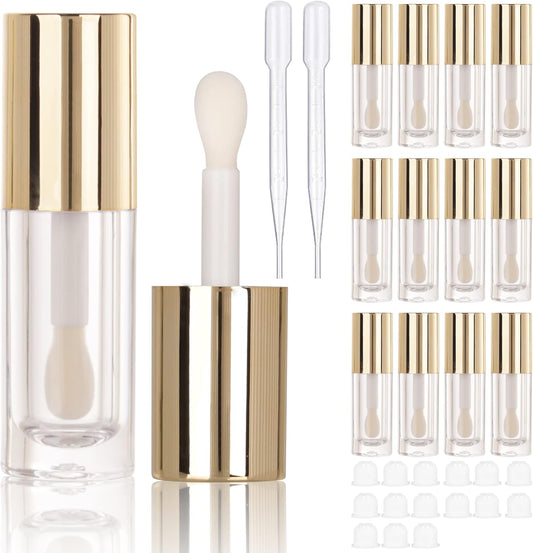 14Pcs Empty 6Ml Big Doe Foot Wand Chunky Lip Gloss Tubes for DIY Lipgloss,Pink round Lipgloss Containers Tubes with Thick Wand, Gold, Simple" or "Basic