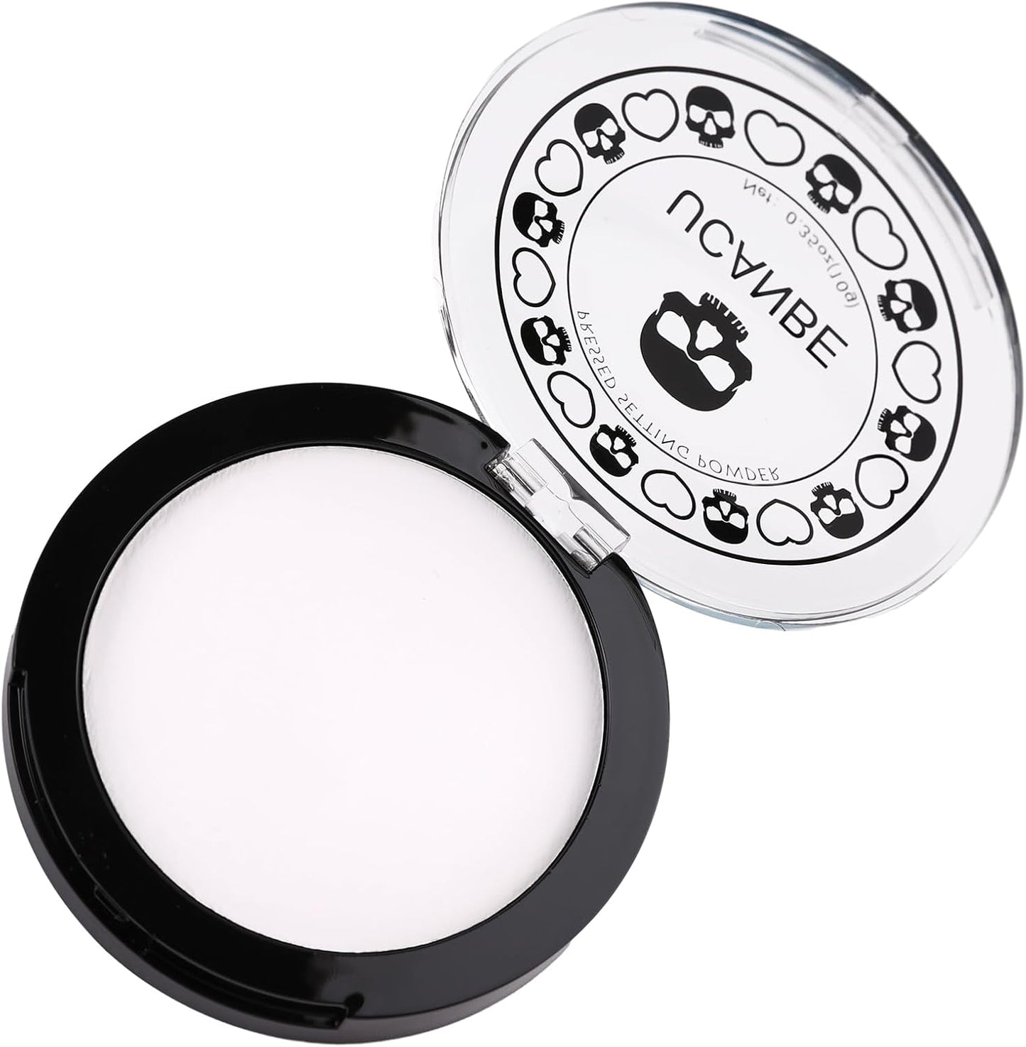 White Pressed Setting Powder for Special Effects & Halloween Makeup, Translucent Matte Finishing Powder, Baking White Face Powder for Long Lasting Coverage, Portable Compact