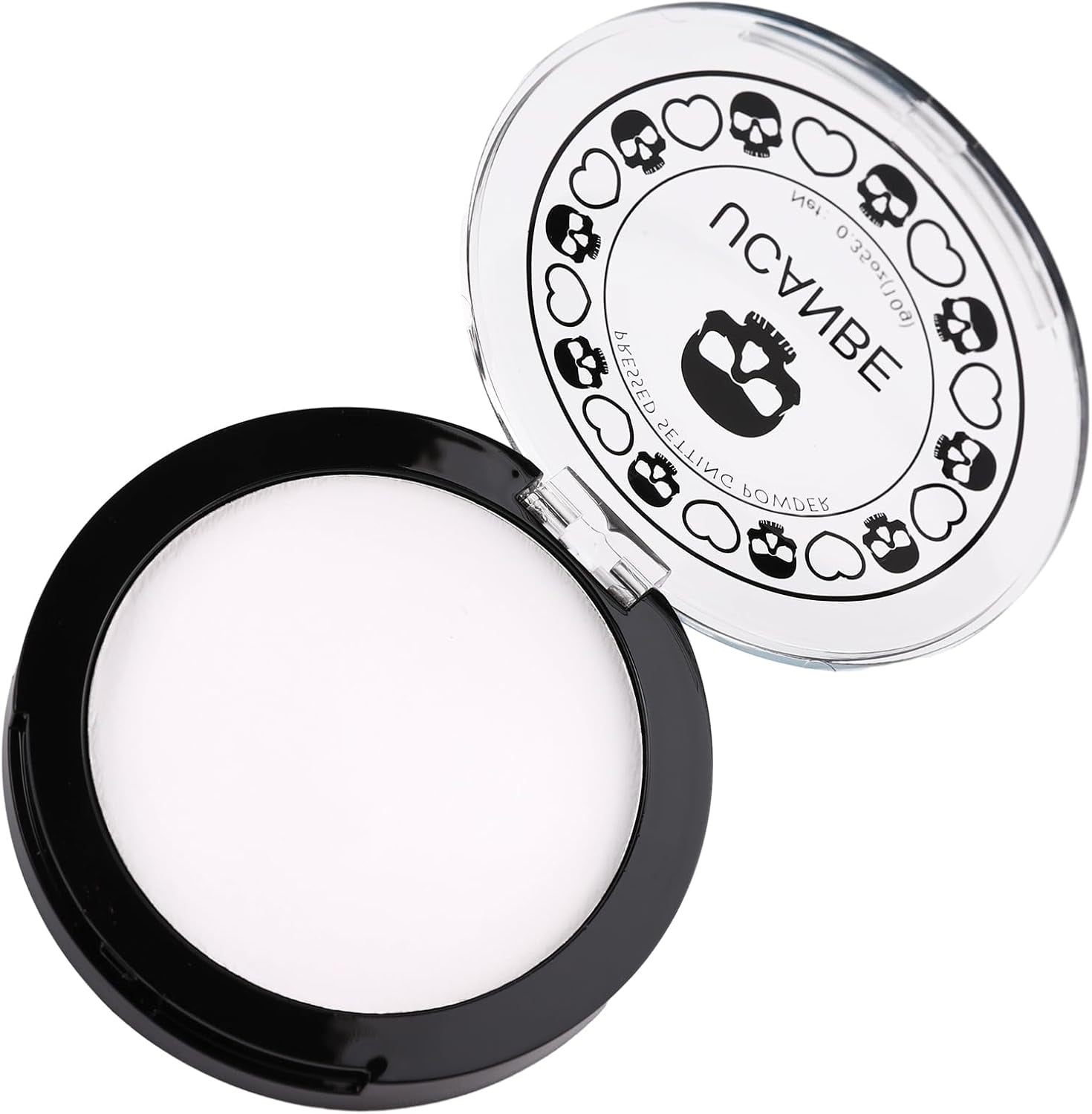 White Pressed Setting Powder for Special Effects & Halloween Makeup, Translucent Matte Finishing Powder, Baking White Face Powder for Long Lasting Coverage, Portable Compact