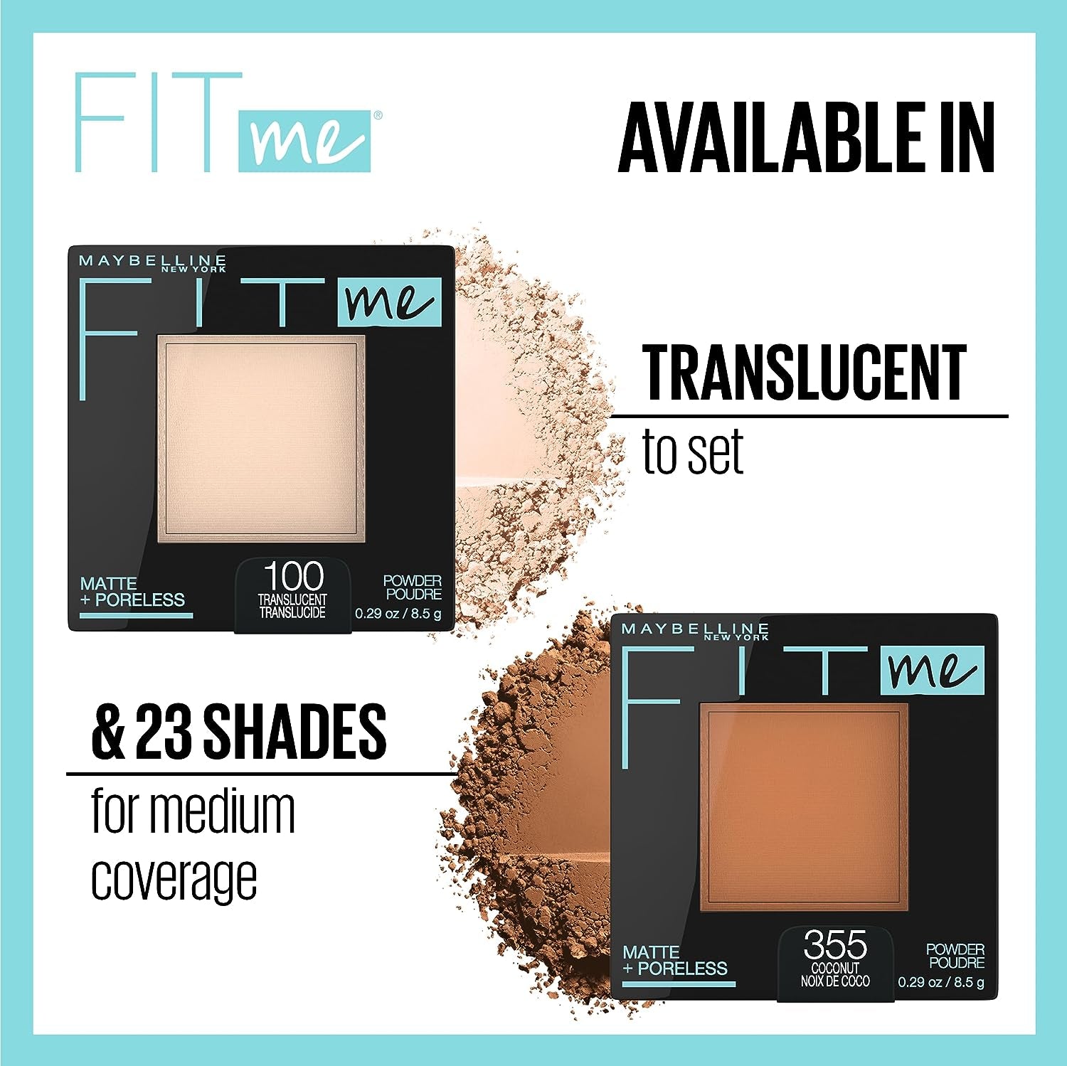 New York Fit Me Matte + Poreless Foundation Makeup, Ultra-Lightweight & New York Fit Me Matte + Poreless Pressed Face Powder Makeup, Natural Ivory, 0.28 Ounce, Pack of 1