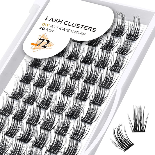 Lash Clusters D Curl 14Mm 72 Clusters Lashes B&Q LASH Eyelash Clusters C D Curl Individual Lashes Volume DIY Lash Extensions at Home (B36,D-14Mm)