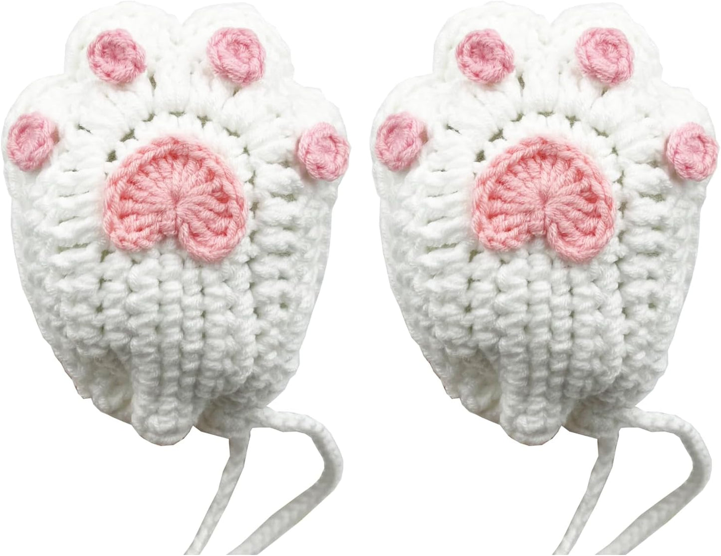 Handmade Crocheted Cat Claw Paw Soap Bags, Natural Cotton Soap Savers for Bar Soap, Foaming and Drying the Soap (Brown) (White and Pink Paw)