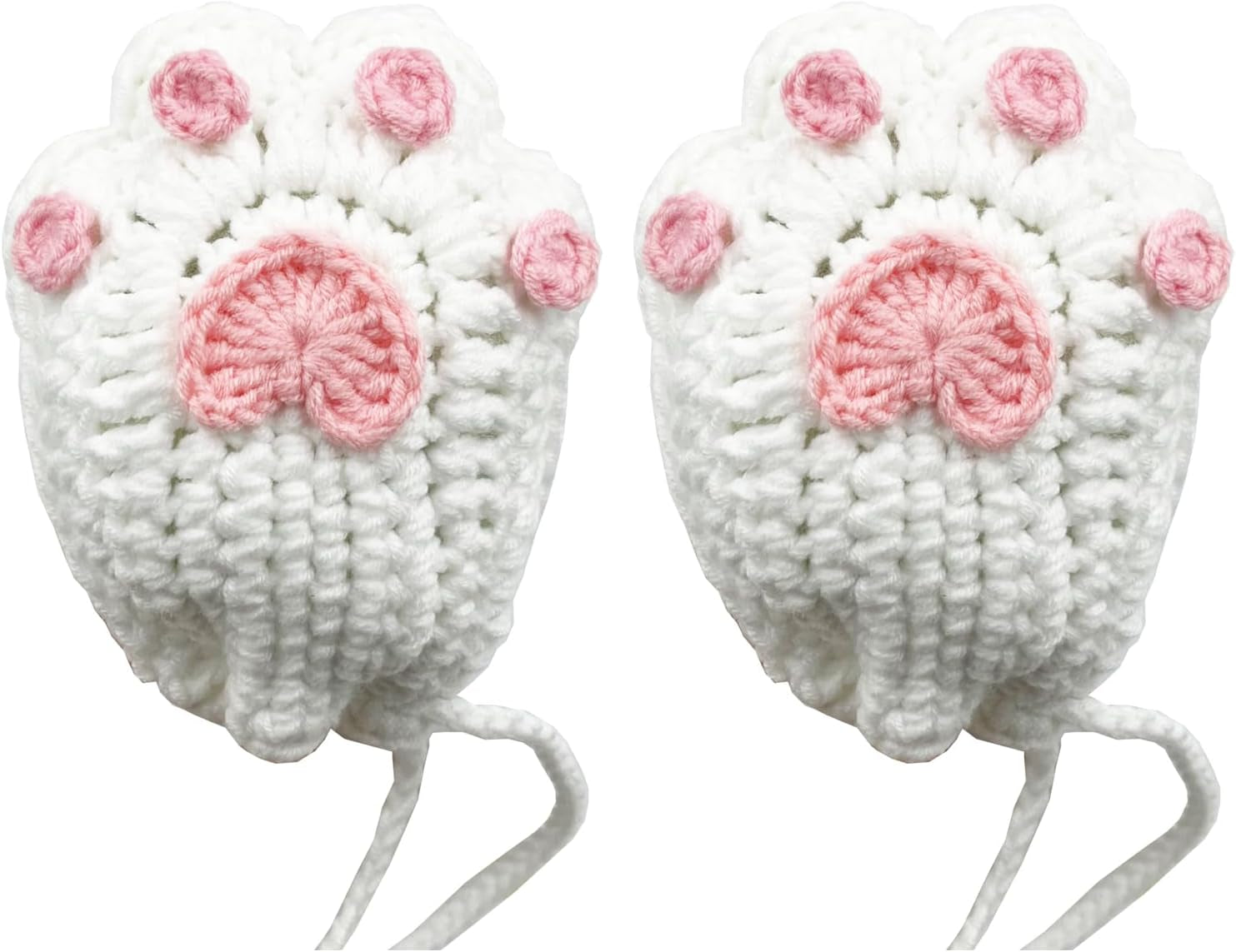 Handmade Crocheted Cat Claw Paw Soap Bags, Natural Cotton Soap Savers for Bar Soap, Foaming and Drying the Soap (Brown) (White and Pink Paw)