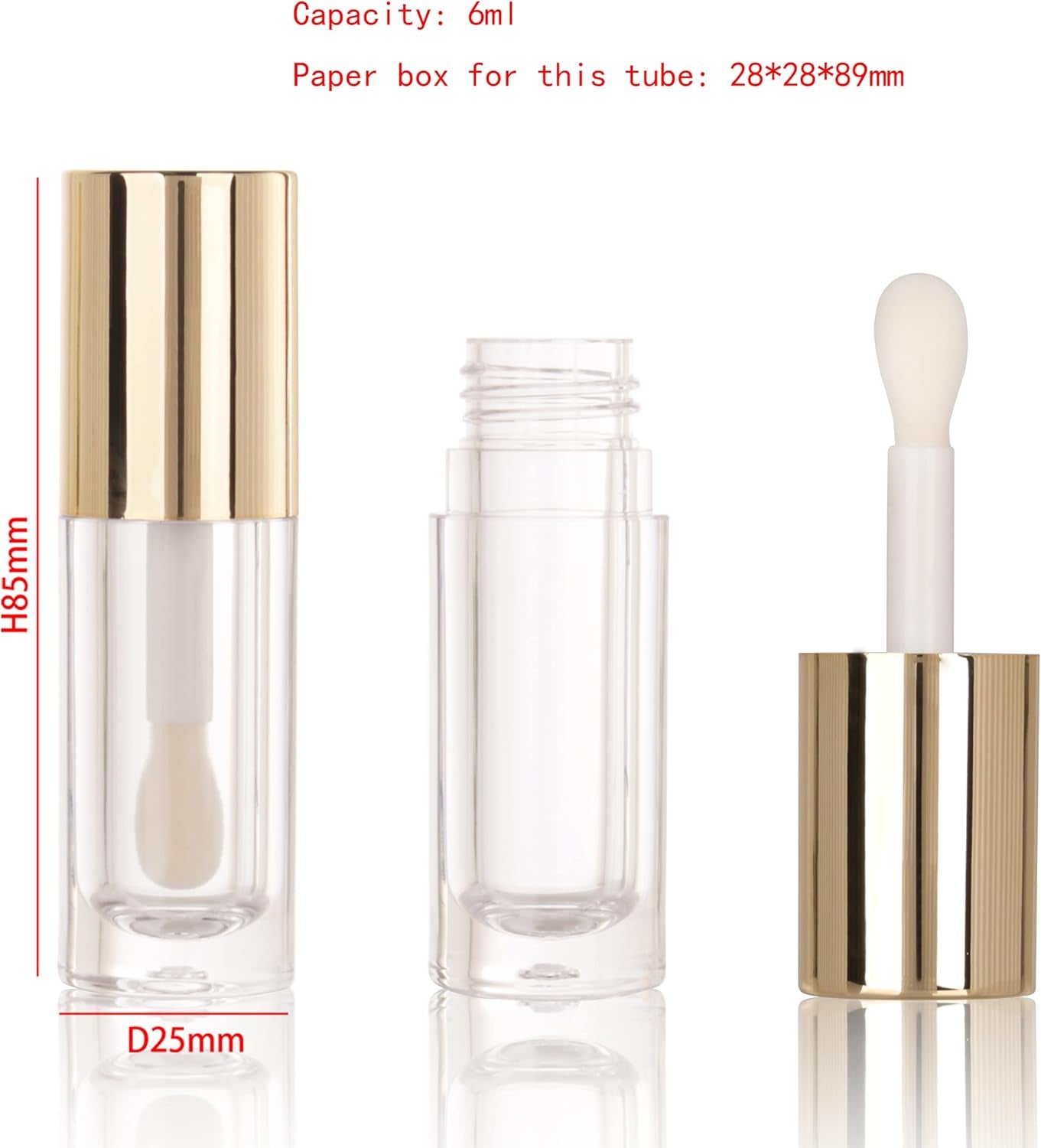 14Pcs Empty 6Ml Big Doe Foot Wand Chunky Lip Gloss Tubes for DIY Lipgloss,Pink round Lipgloss Containers Tubes with Thick Wand, Gold, Simple" or "Basic