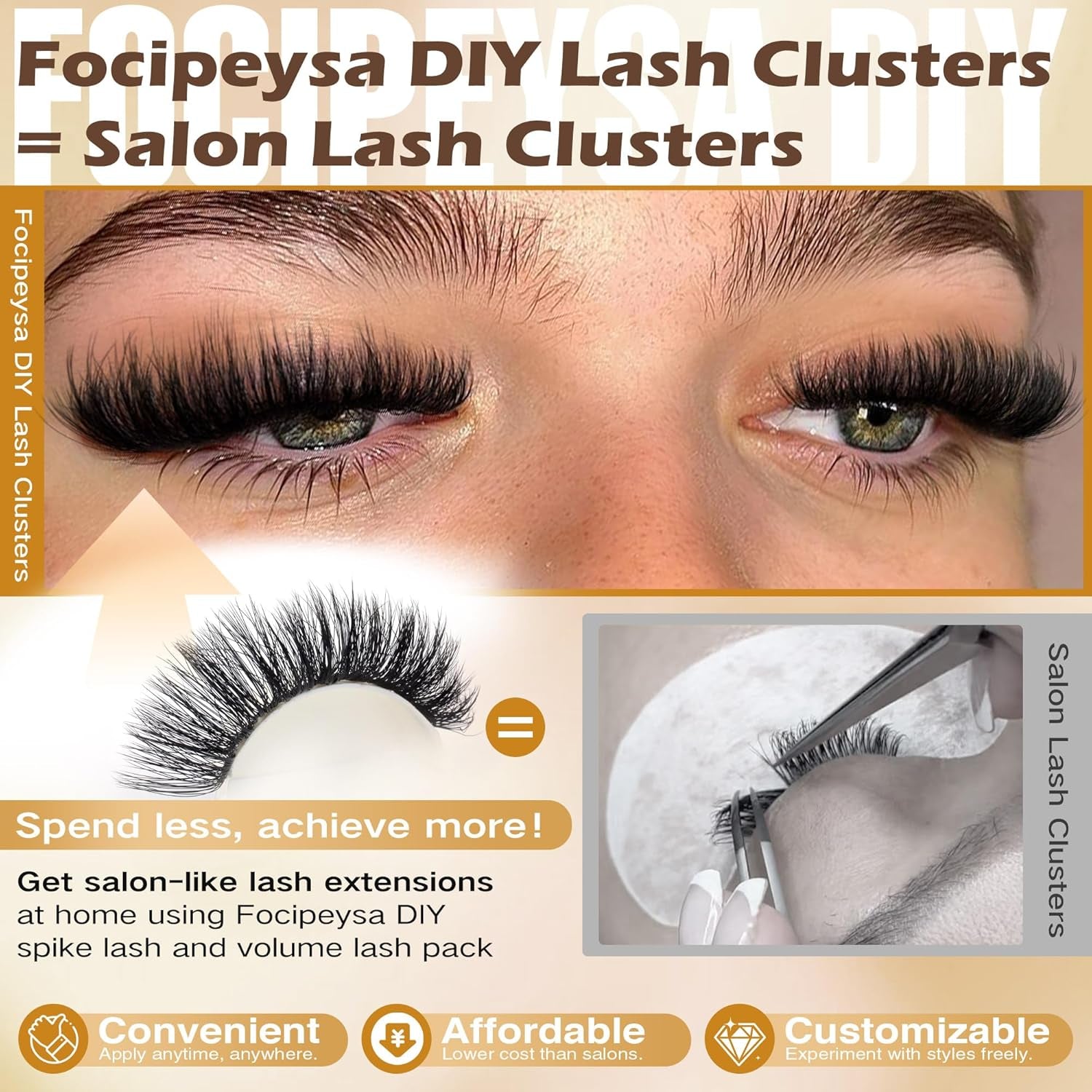 Fluffy Eyelash Extension Kit Volume Lash Clusters Kit 10-18Mm Individual Lashes Clusters 100D DIY Lash Extension Kit 200Pcs Clusters Lash with Bond and Remover Lash Applicator by