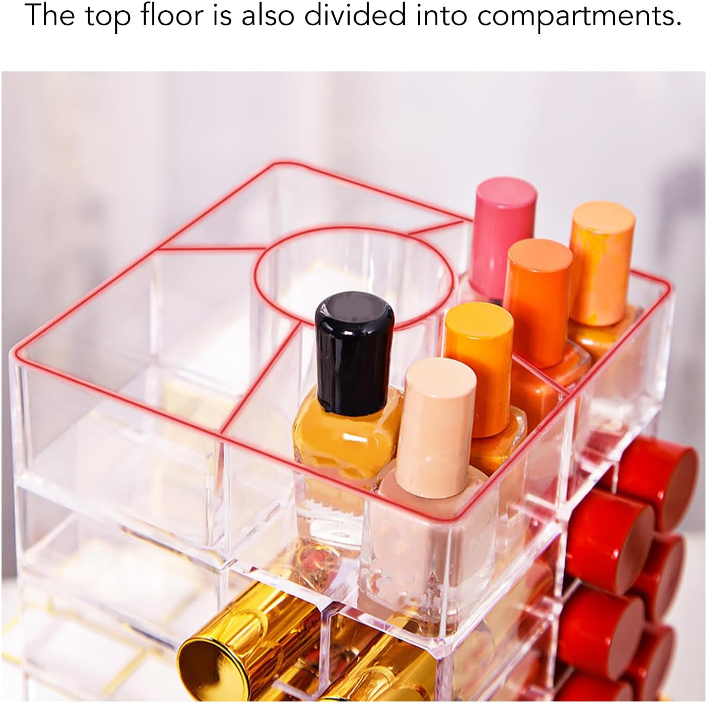 Lipstick Holder, 360 Rotating Cosmetic Lipsticks Tower Lipgloss Storage Display Holder, 53 Slots Lipsticks Organizer Clear Acrylic Cosmetic Display Case