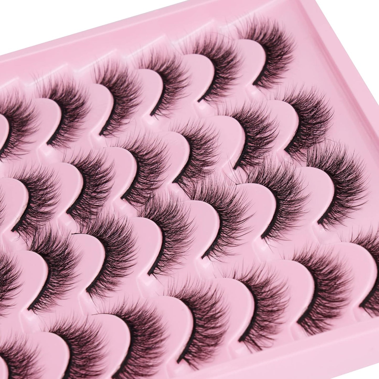 Lashes Natural Look Wispy Fasle Eyelashes 12Mm Short Faux Mink Eyelashes Cat Eye Fluffy Strip Lashes Pack by  16 Pairs