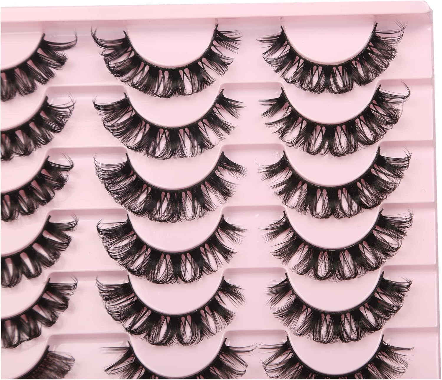 False Eyelashes Fluffy Russian Strips Lashes 3D Faux Mink Lashes Pack D Curly Soft Fake Eyelashes 20 Pairs Multipack
