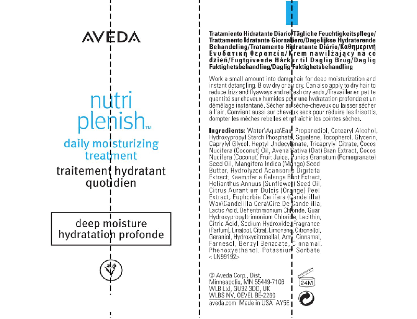 Nutriplenish Daily Moisturizing Treatment | Leave-In Treatment for Dry Hair | Heat Protection | Organic Pomegranate Oil, Coconut Oil, Mango Butter | 99% Naturally Derived*